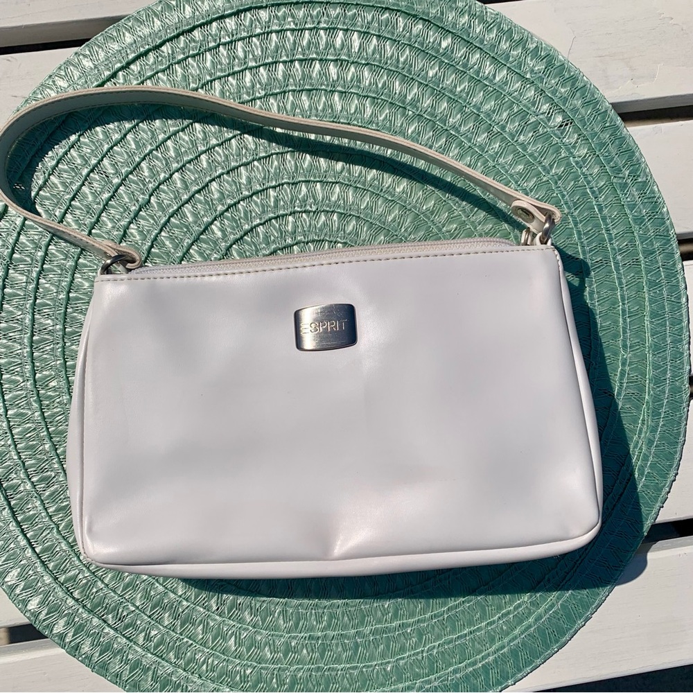 Vintage 90’s Esprit Small Shoulder Bag Purse White Zipper Retro Handbag